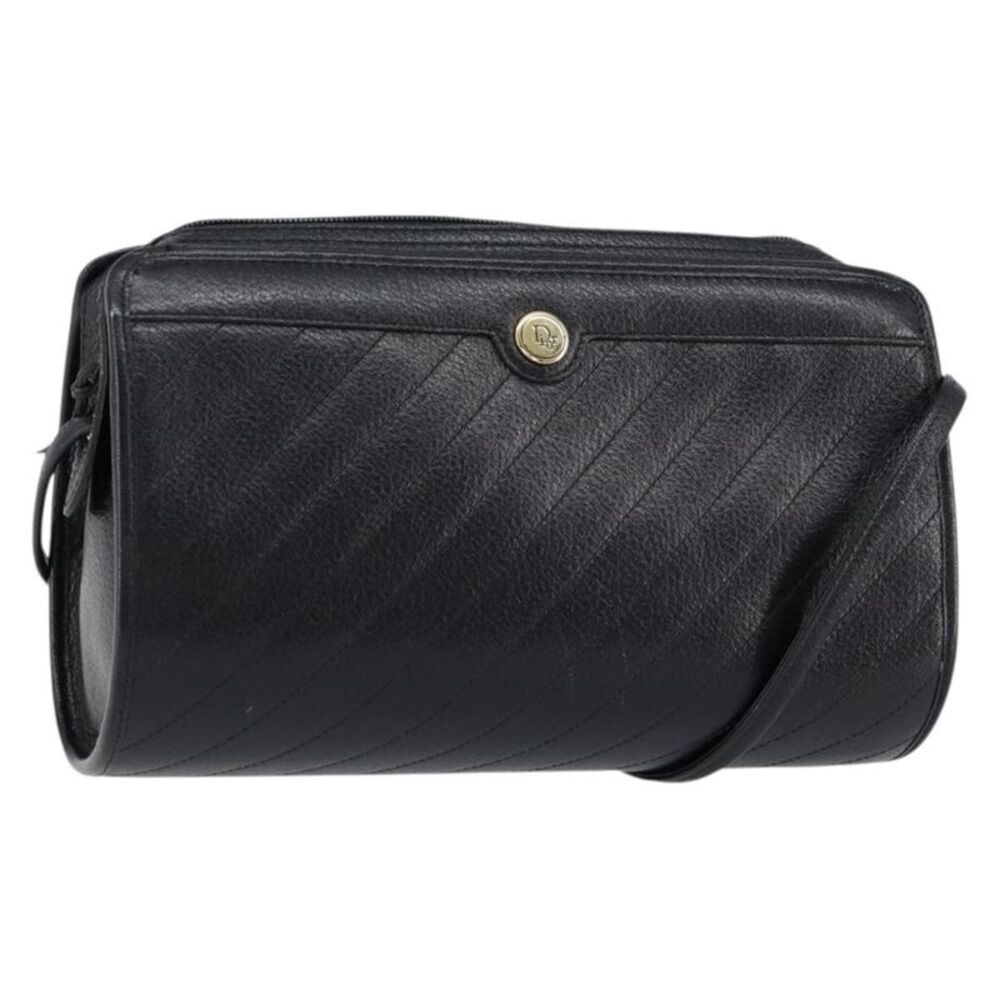 Christian Dior Vintage Leather Black Leather Shoulder Bag Bag